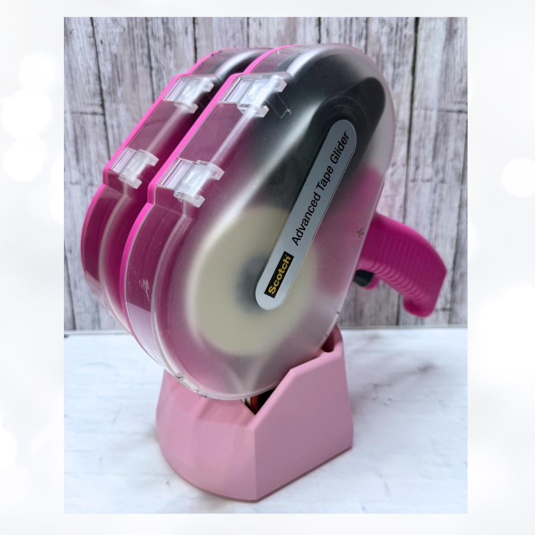 Double ATG Tape Gun Holder + Refill Stand 3D Printed PINK