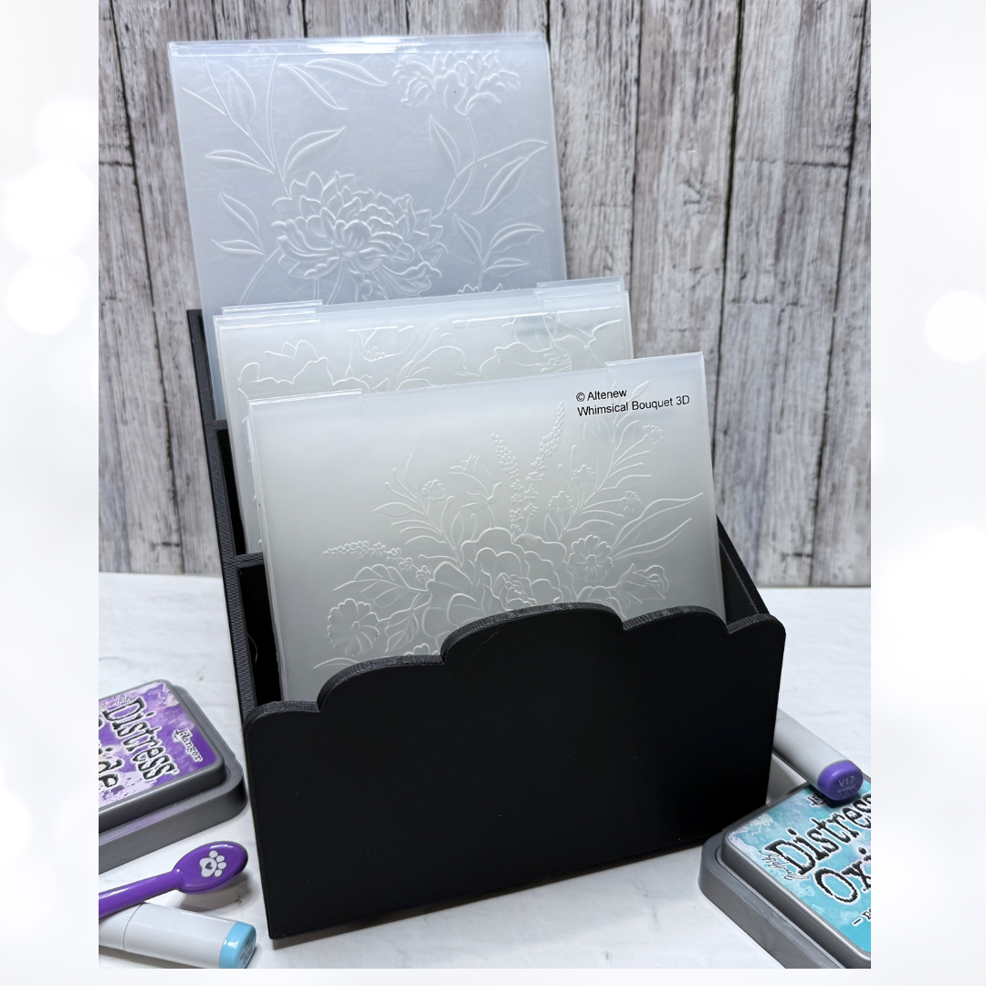 SCALLOPED CRAFTY CADDY Organizer 3D Printed BLACK