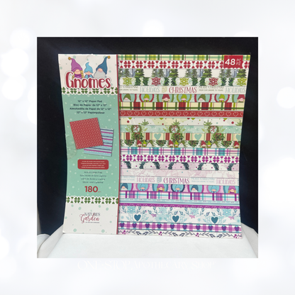 Crafter's Companion CHRISTMAS GNOMES Holiday Scrapbook Paper Cardstock 12x12