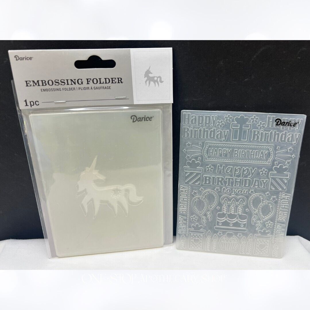 Sizzix UNICORNS Birthday Impresslits Embossing Folders Lot of 4