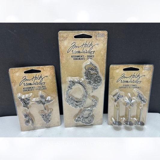 Tim Holtz Idea-ology Adornments Ornate Foliage Figure Stands Embellishments Lot