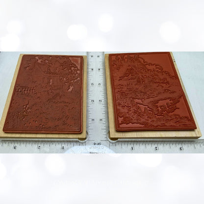 PSX Designs ENGLISH COTTAGE Country Garden Rose Arbor Rubber Stamps Lot of 3