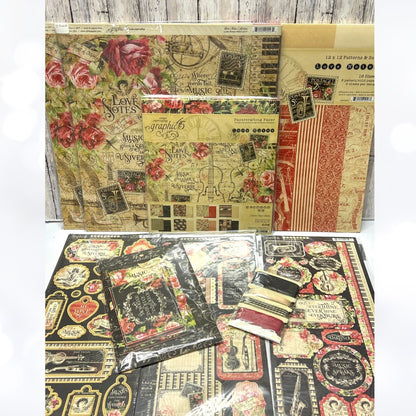 Graphic 45 LOVE NOTES Music 12x12 8x8 Paper Chipboard Stickers Collection Kit