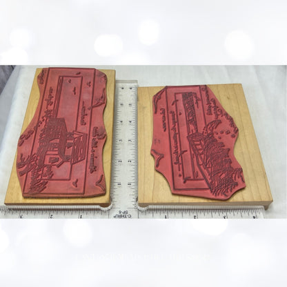 Stamps Happen HOUSE BY THE SEA Boat Scene Ocean Beach Rubber Stamps