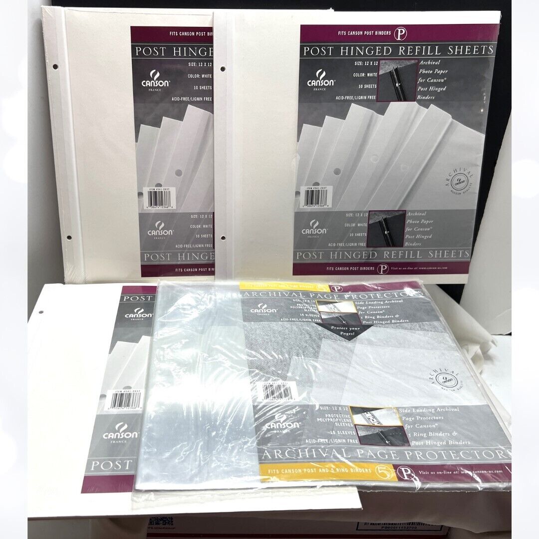 Canson REFILL SHEETS Post Hinged 12x12 Scrapbook Page Protectors Lot of 4