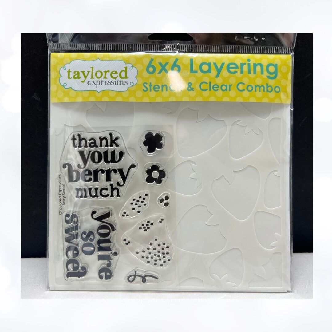 Taylored Expressions BERRY SWEET Fruit Strawberry Rubber Stamps Stencil Set