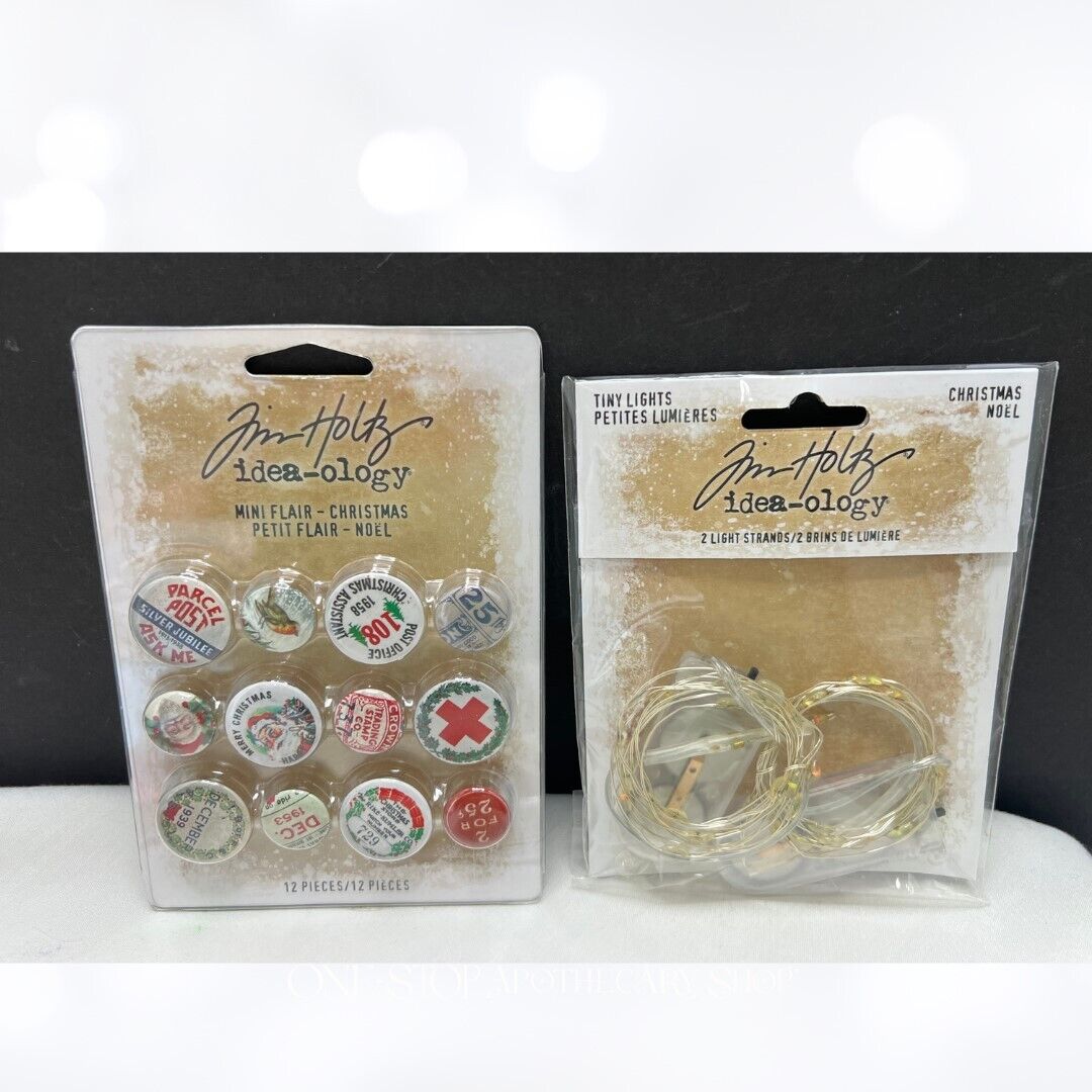 Tim Holtz Idea-ology CHRISTMAS Holiday Flair Snowglobes Embellishments Lot of 8