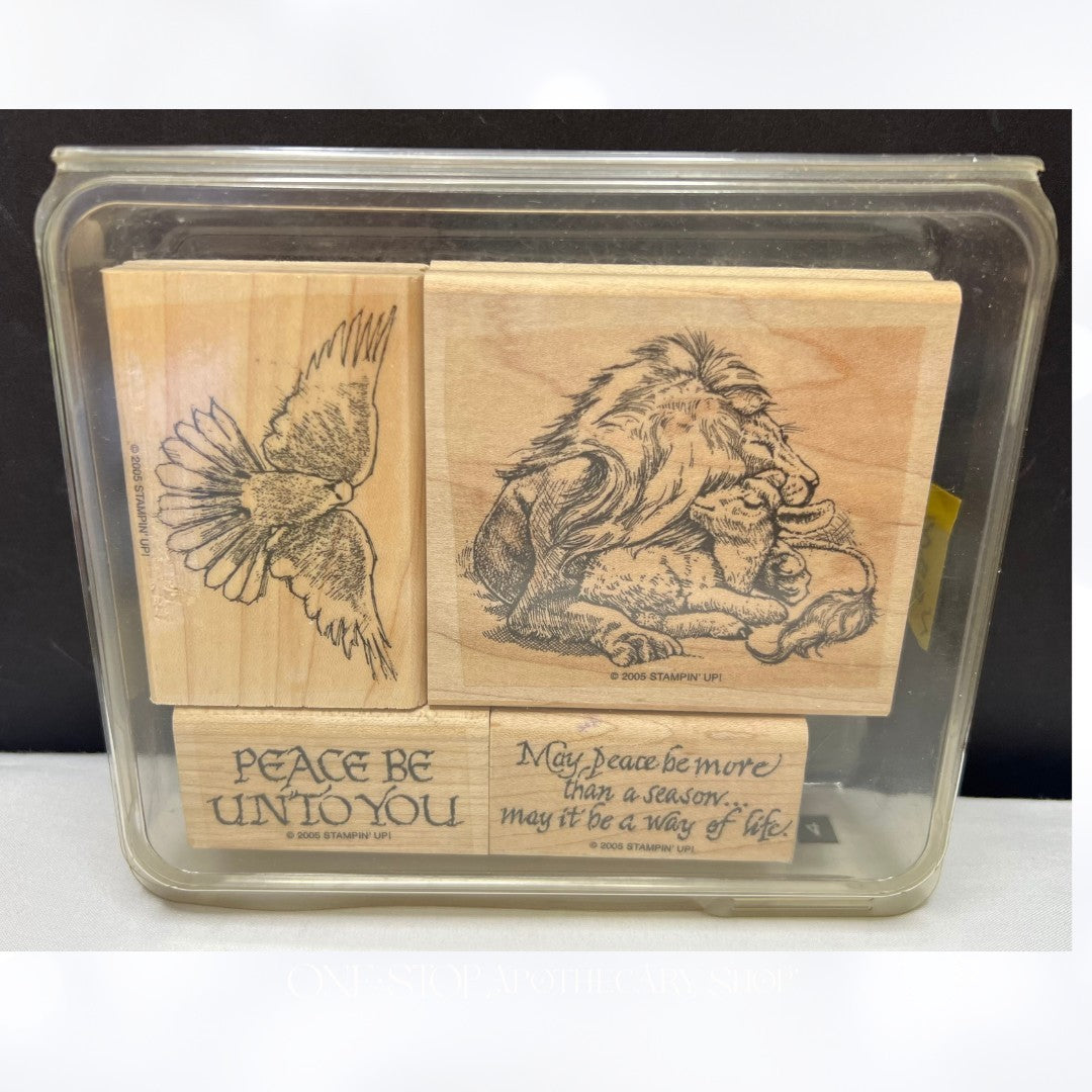 Stampin Up PEACE BE UNTO YOU Lion Lamb Christmas Religious Rubber Stamps