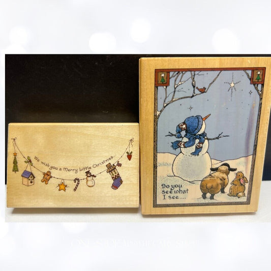 Uptown DO YOU SEE Snowman Christmas Holiday Rubber Stamps Lot of 2