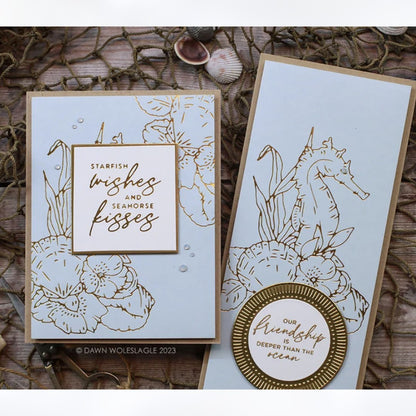 Spellbinders SEAHORSE FLORAL Kisses Ocean Sea Glimmer Hot Foil Plates