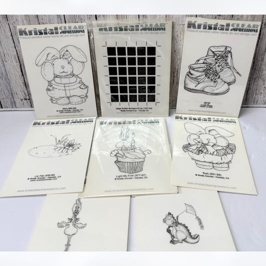 Kristal Clear Impressions BABY BUNNY Shoes Birthday Unmounted Red Rubber Stamps