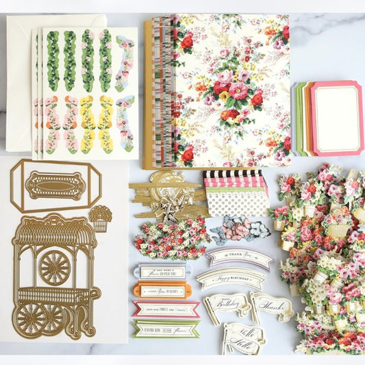 Anna Griffin FLOWER CART EASEL Finishing School Dies Craft Box Kit
