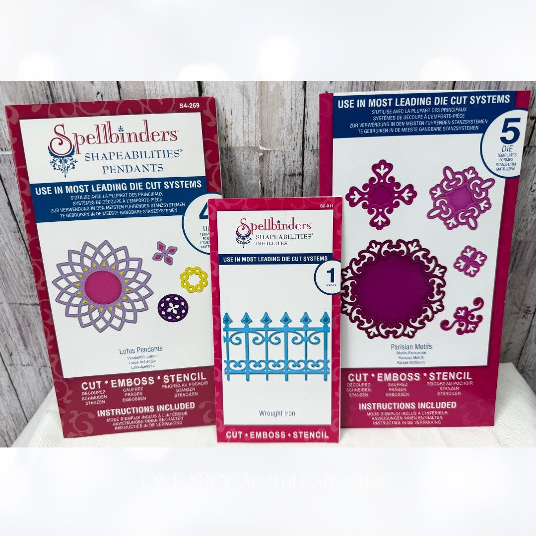 Spellbinders PARISIAN MOTIFS Lotus Pendants Wrought Iron Dies