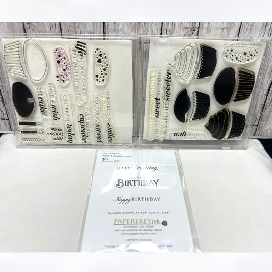 Papertrey Ink CUPCAKE COLLLECTION Birthday Cake Rubber Stamps