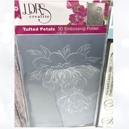 LDRS Designs TUFTED PETALS Sentiments Love Rubber Stamps 3D Embossing Folders