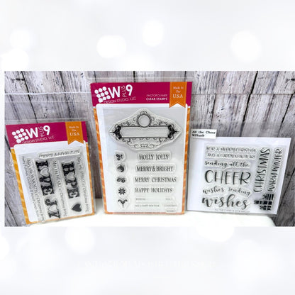 Wplus9 W Plus 9 CHRISTMAS Holiday Wishes Rubber Stamps Lot of 3