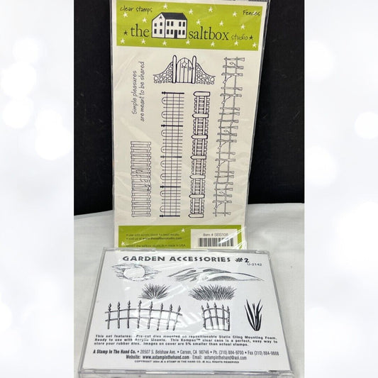 Stamp in the Hand GARDEN FENCES Landscape Rubber Stamps Lot of 2