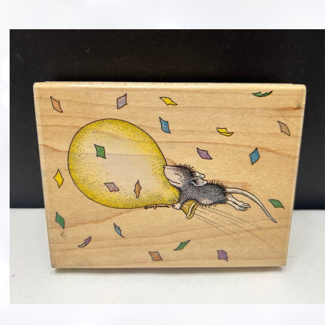 House Mouse BALLOON RIDE Birthday Mice Monica Rubber Stamp