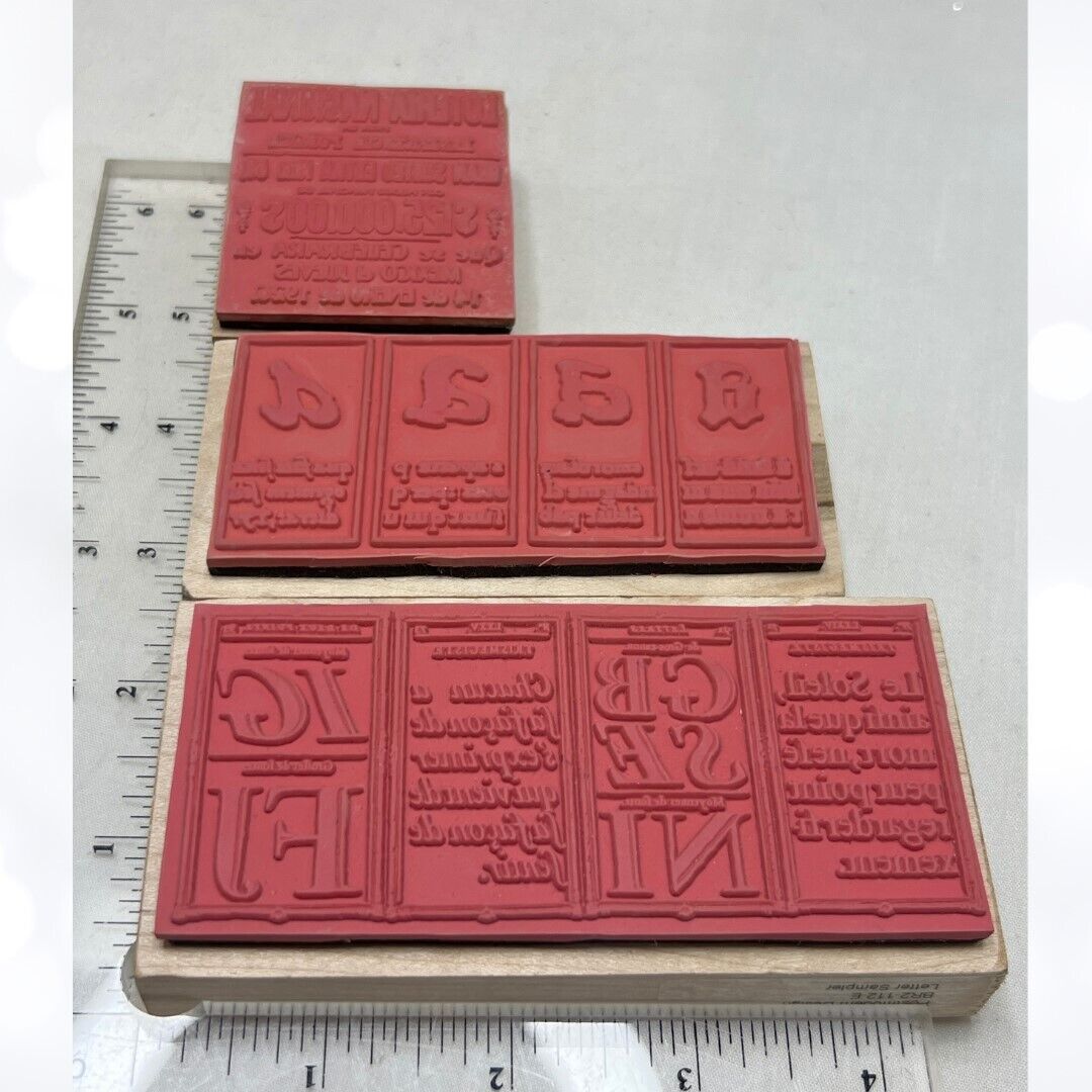 Postmodern Design VINTAGE Letters Sampler Mixed Media Rubber Stamps Lot of 3