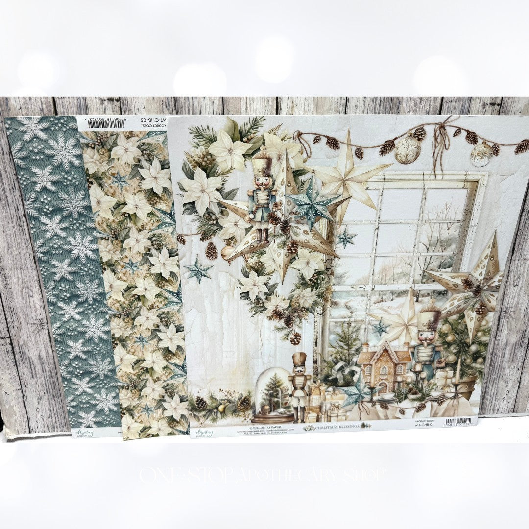Mintay CHRISTMAS BLESSINGS 12x12 Paper Cardstock Die Cuts Stickers Kit