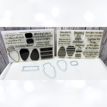 Stamps of Life CHRISTMAS LIGHTS Bulb Holiday Patterns Rubber Stamps Dies