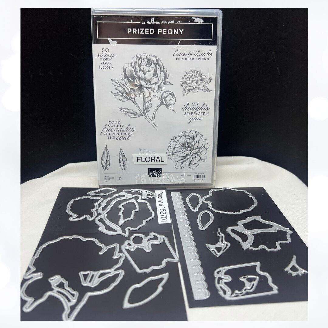 Stampin Up PRIZED PEONY Peonies Flowers Rubber Stamps Dies