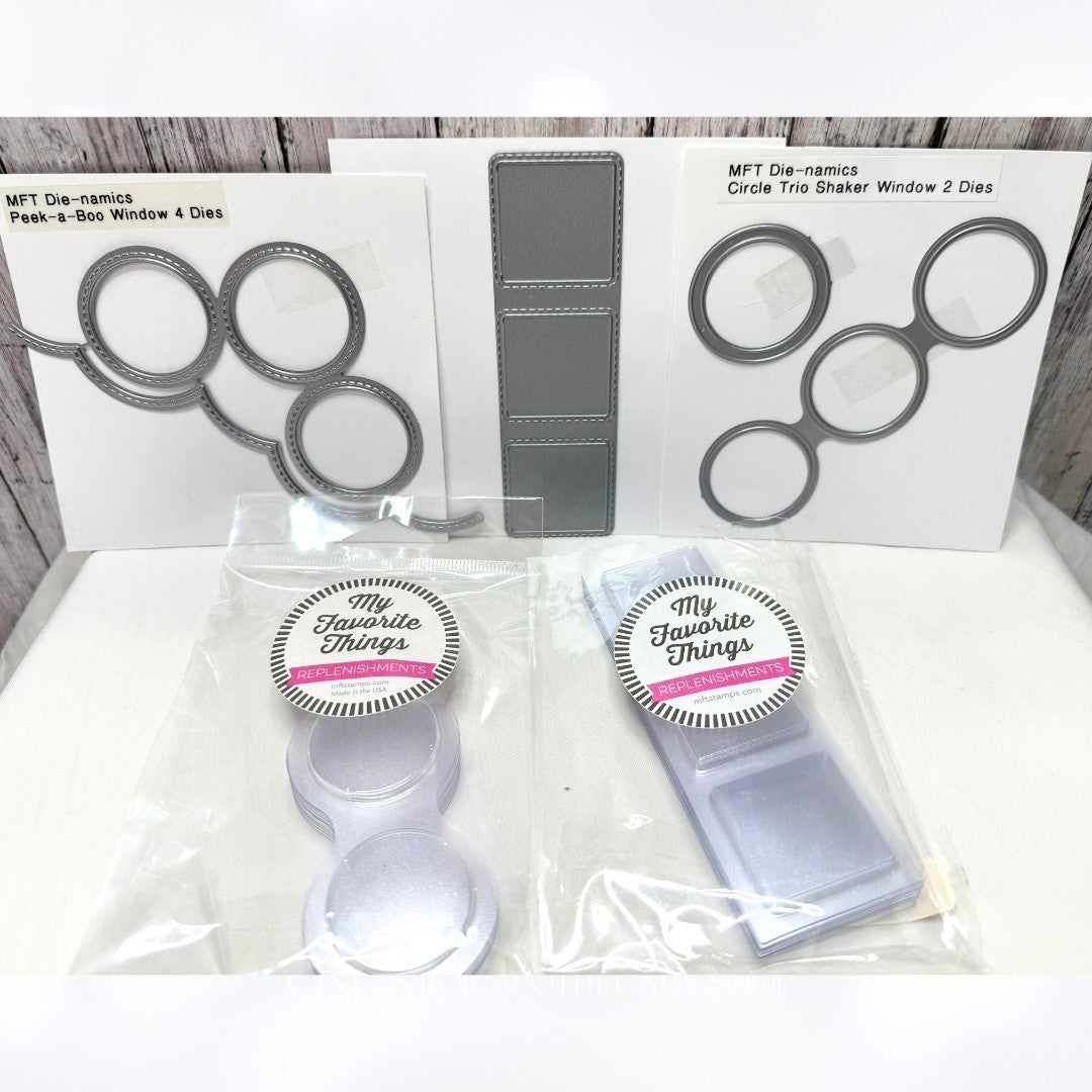 My Favorite Things CIRCLE & SQUARE Trio Shaker Window Dies Pouches Lot