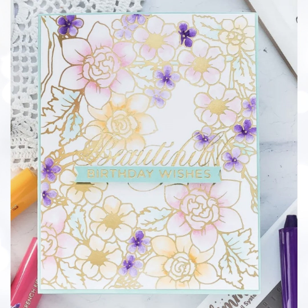 Spellbinders Glimmer FLOWER PATTERN Foliage Border Hot Foil Plates AS IS**