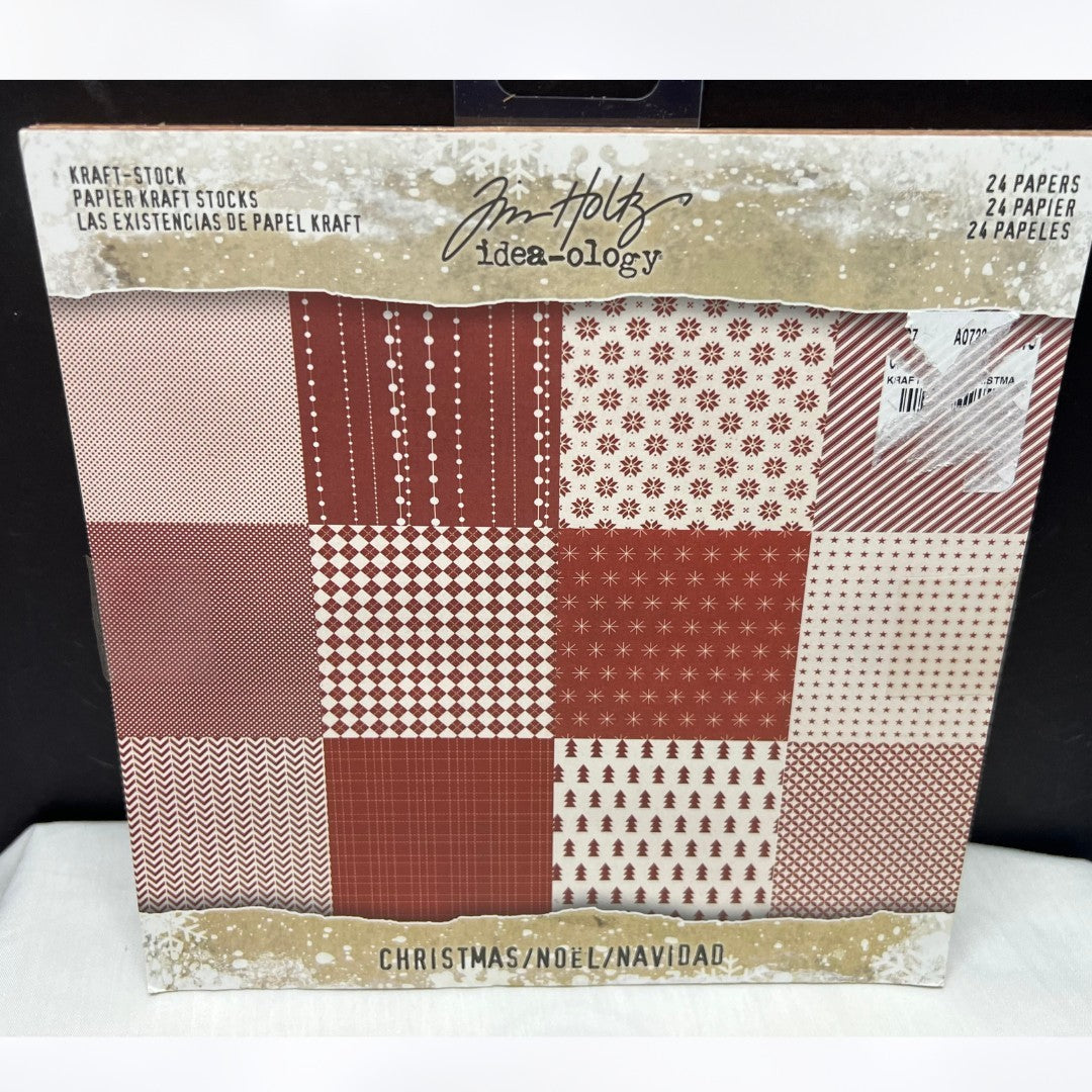Tim Holtz CHRISTMAS Kraft Stack 8x8 Paper Cardstock 22 Sheets Rare