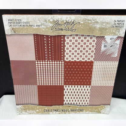 Tim Holtz CHRISTMAS Kraft Stack 8x8 Paper Cardstock 22 Sheets Rare