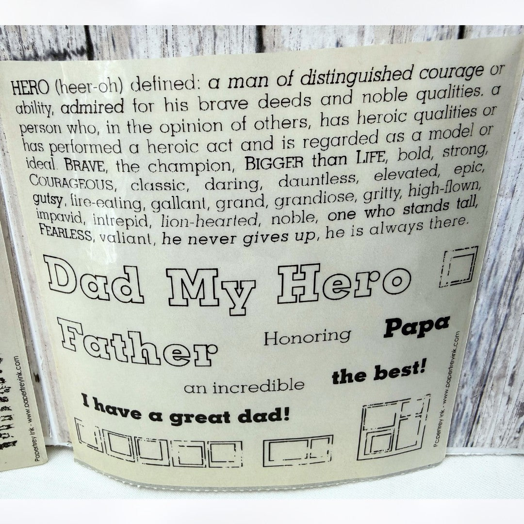 Papertrey Ink MY HERO MY DAD Fathers Day Sentiments Rubber Stamps