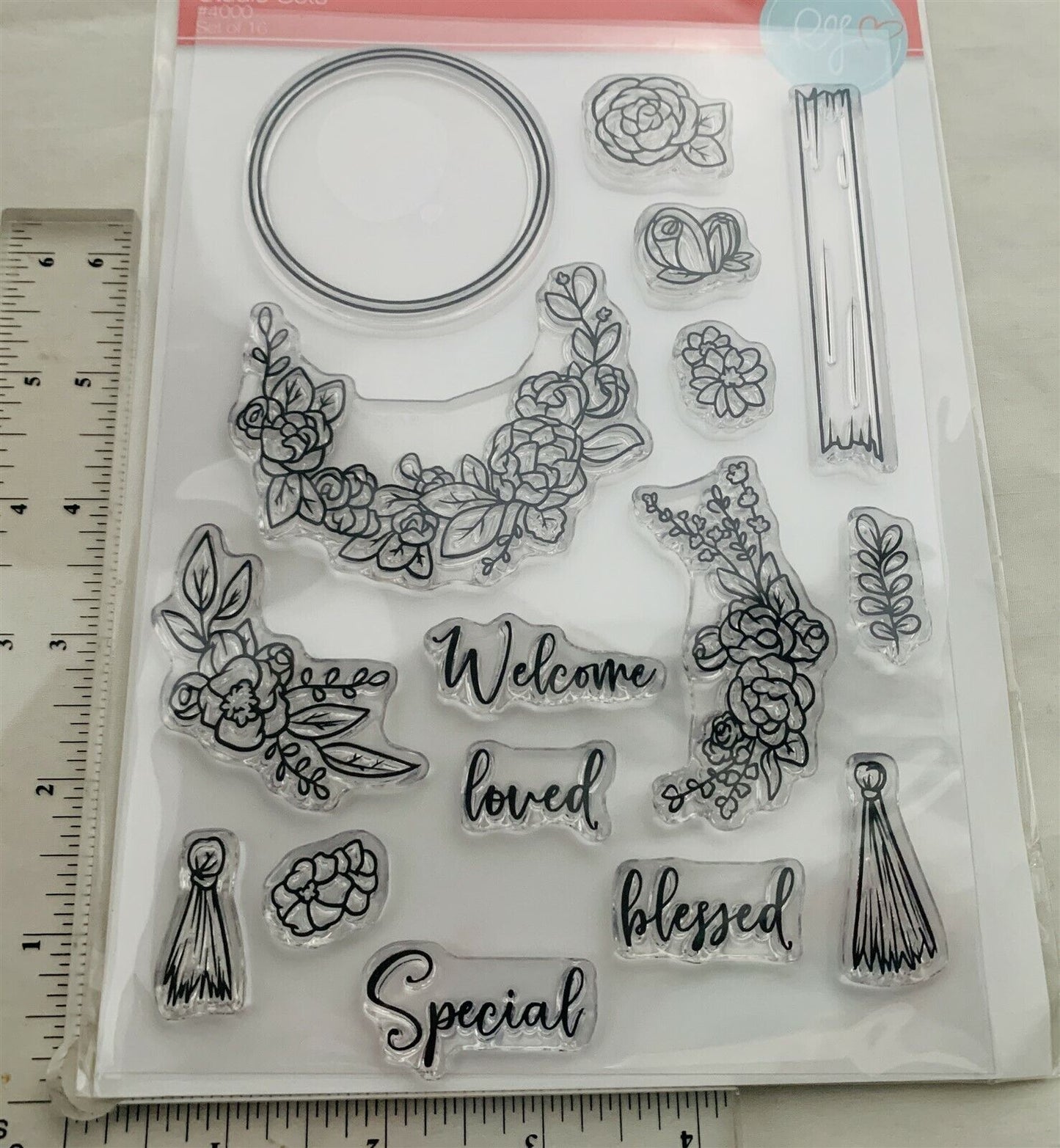 RG Avenue SPECIAL LOVE Flowers Floral Wreath Clear Rubber Stamps Set