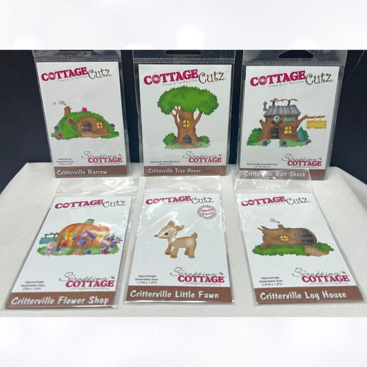 Cottage Cutz CRITTERVILLE Animal Village Tree House Deer Dies Lot of 6