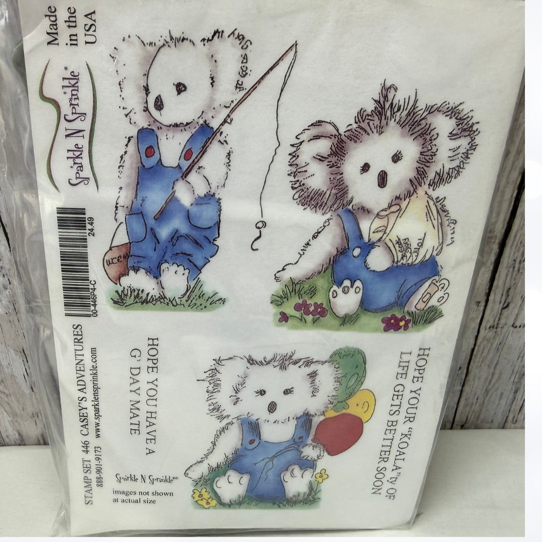 Sparkle N Sprinkle KOALA Frog Mouse Rubber Stamps Lot of 3