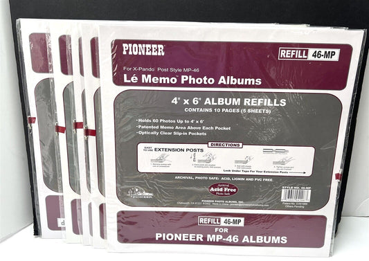 Pioneer PHOTO ALBUM REFILLS Pages 4x6 X-Pando 46-MP Lot of 5 Packs