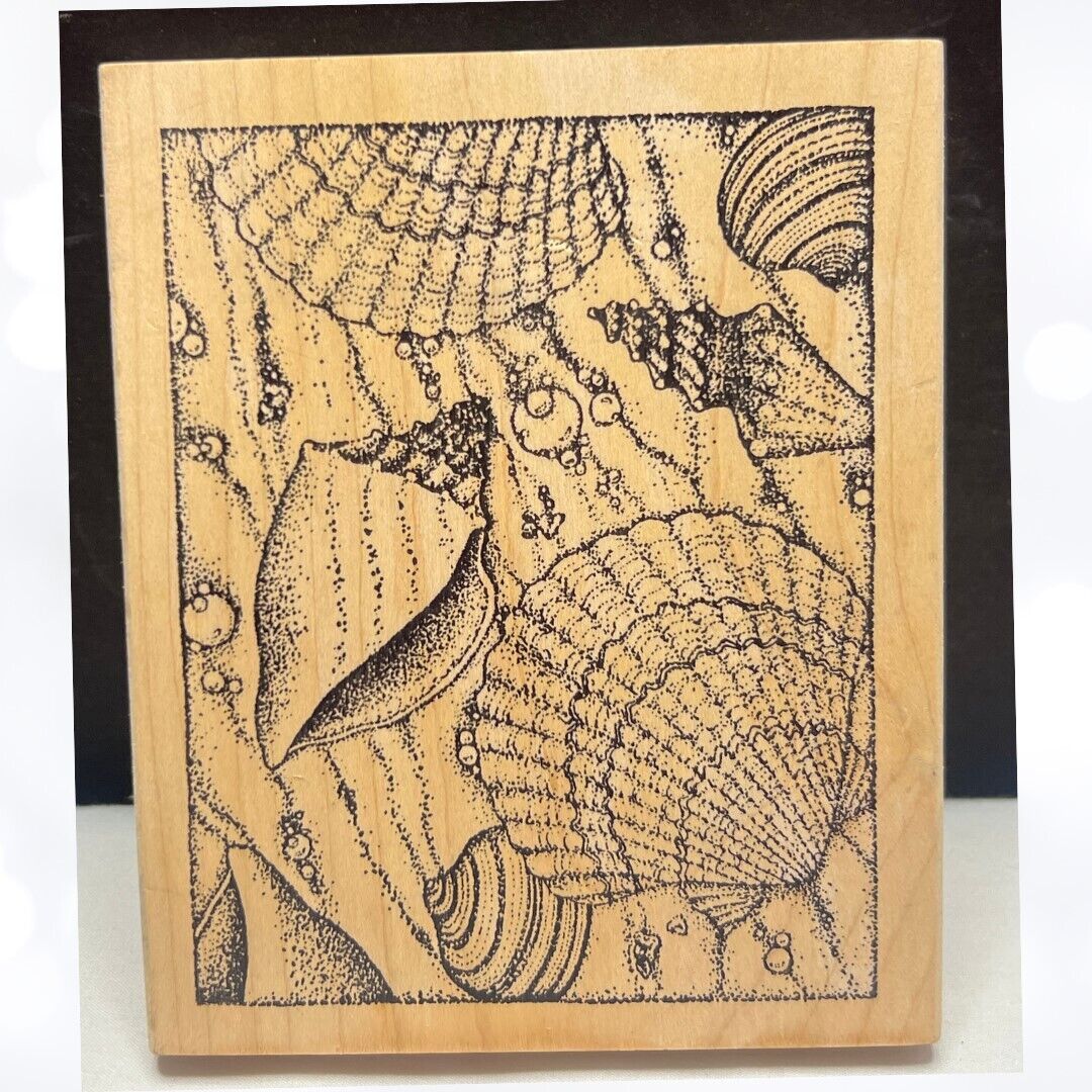 Peddlers Pack SEASHELLS Sea Shells Ocean Beach Background Rubber Stamp