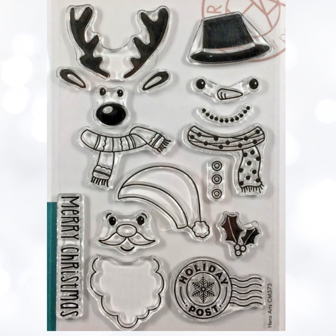 Hero Arts HOLIDAY FACES Snow Much Joy Christmas Snowman Rubber Stamps
