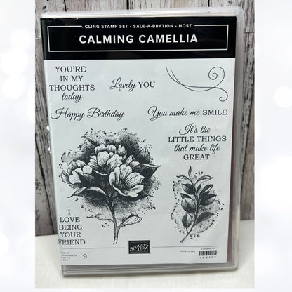 Stampin Up CALMING CAMELLIA Flowers Floral Rubber Stamps