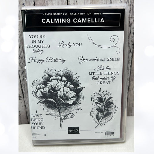 Stampin Up CALMING CAMELLIA Flowers Floral Rubber Stamps