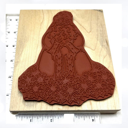 Holly Berry House SANTA CLAUS Christmas Rubber Stamp Large