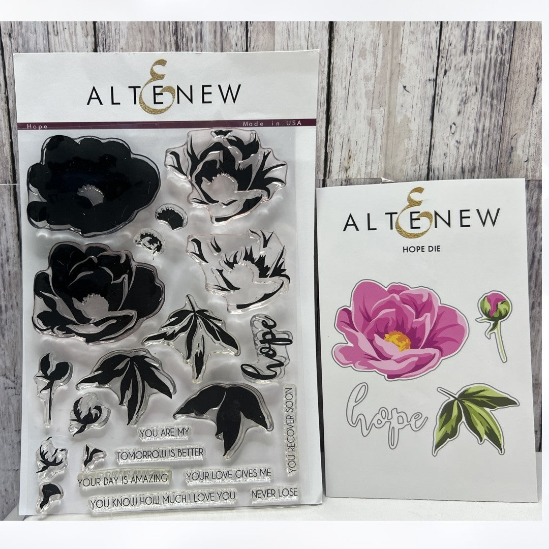 Altenew HOPE Floral Flowers Peonies Peony 6x8 Rubber Stamps Dies