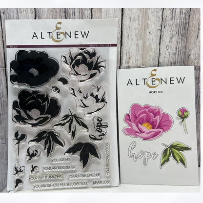 Altenew HOPE Floral Flowers Peonies Peony 6x8 Rubber Stamps Dies