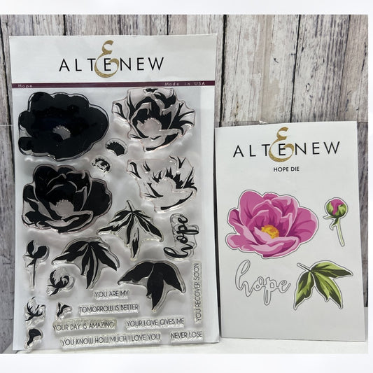 Altenew HOPE Floral Flowers Peonies Peony 6x8 Rubber Stamps Dies