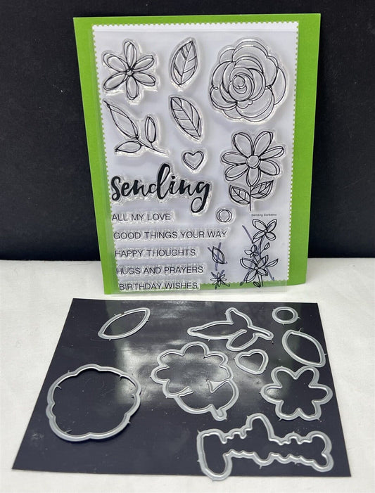 Poppy Stamps SENDING SCRIBBLES Flowers Floral Rubber Stamps Dies AS IS**