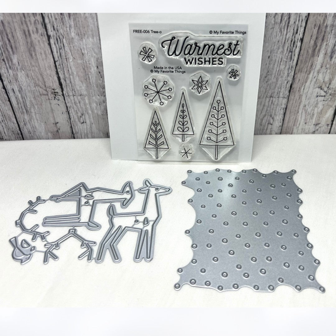 My Favorite Things TREE-O Snowfall Delightful Deer Christmas Rubber Stamps Dies
