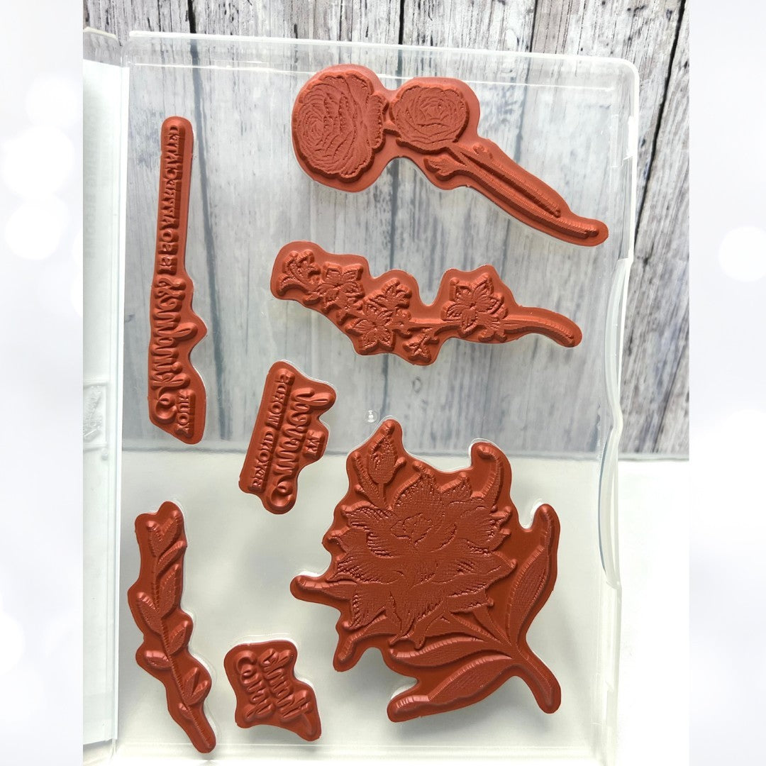 Stampin Up FLOWERING BLOOMS Flowers Rubber Stamps Dies