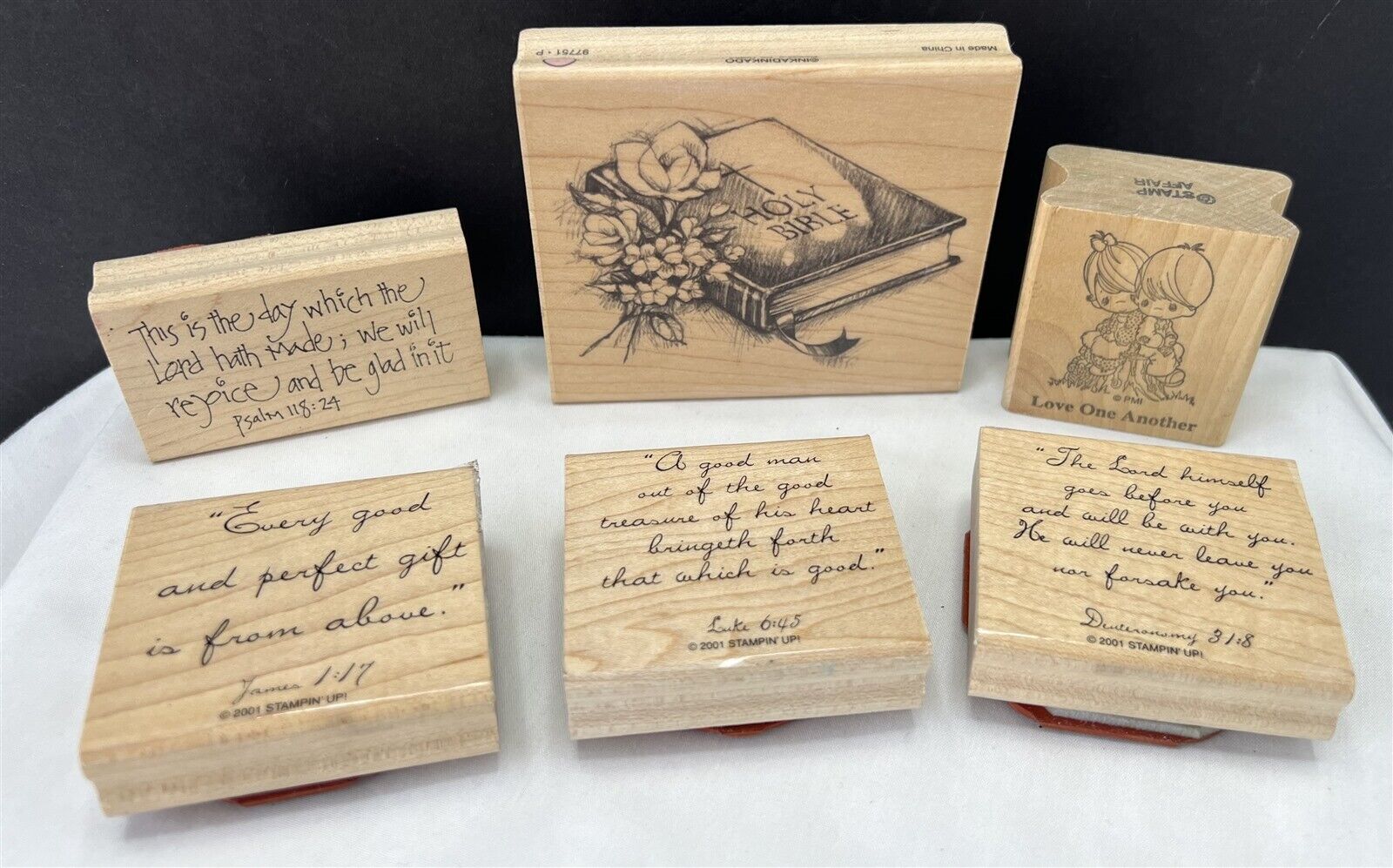 RELIGIOUS Bible Verses Precious Moments Prayers Rubber Stamps Lot of 6