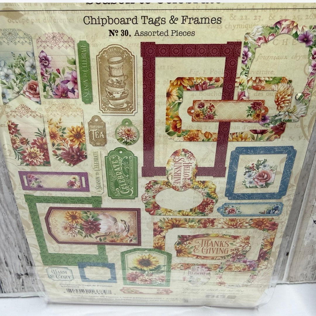 Graphic 45 SEASON TO CELEBRATE 12x12 8x8 Paper Stickers Die Cuts Kit