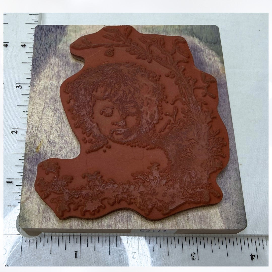 Stampa Rosa CHERUB Christmas Little Girl Rubber Stamp