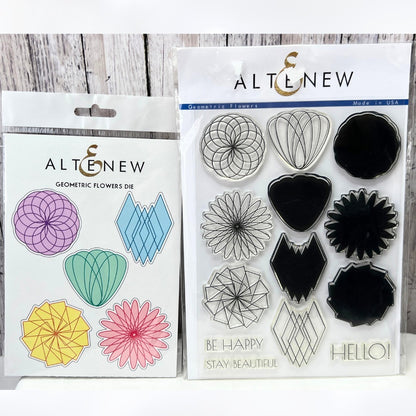 Altenew GEOMETRIC FLOWERS Floral 6x8 Rubber Stamps Dies